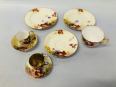 PAIR OF ROYAL WORCESTER SIDE PLATES, TEA CUP & SAUCER,