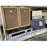 A SANYO G2422 - SUPER TURN TABLE AND SPEAKERS + EKCO VALVE RADIO AND BAKERLITE VALVE RADIO - SOLD