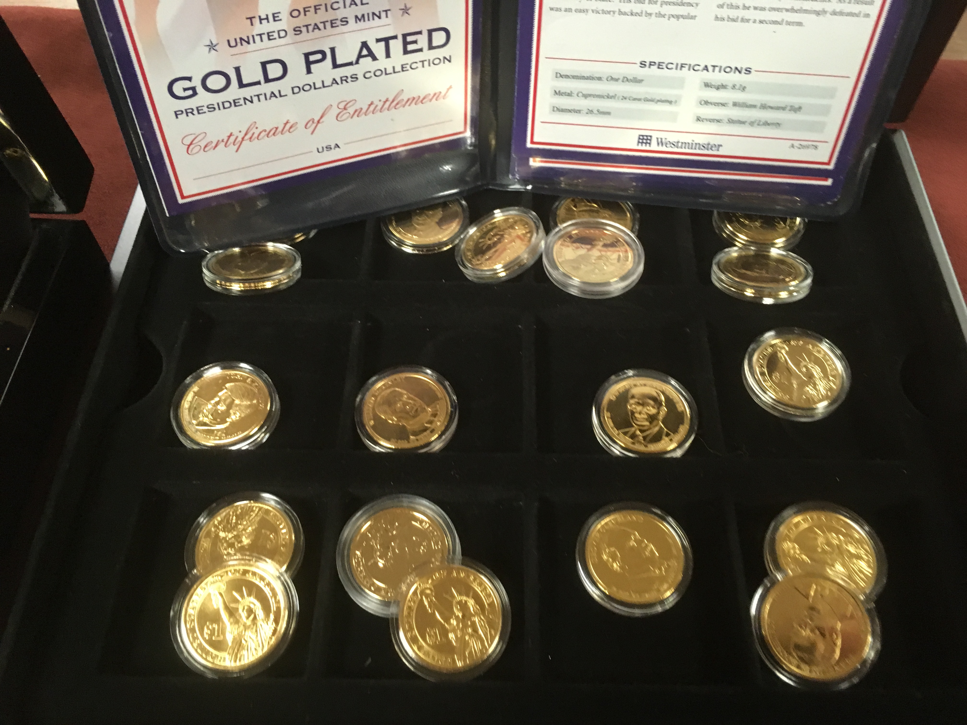 BOX OF WESTMINSTER AND OTHER COIN PART SETS AND ODDMENTS INCLUDING USA GOLD PLATED PRESIDENTIAL - Image 5 of 9