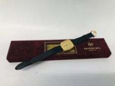 GENTS DESIGNER WRIST WATCH MARKED RAYMOND WEIL GENEVE 9517 WITH BOX