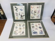 4 FRAMED ANIMAL PRINTS BY M.J.