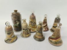 A COLLECTION OF 8 X VICTORIAN ALUM BAY (ISLE OF WIGHT) SAND BELLS