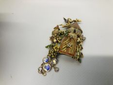 KIRKS FOLLY ENAMELLED FAIRYLAND FAIRY CASTLE BROOCH (DOOR OPENS)