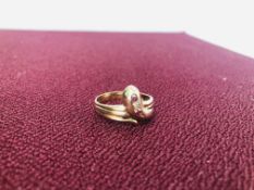 9CT GOLD RUBY AND DIAMOND SNAKE RING