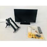 A BUSH 19" TV WITH REMOTE & INSTRUCTIONS + WALL BRACKET - SOLD AS SEEN