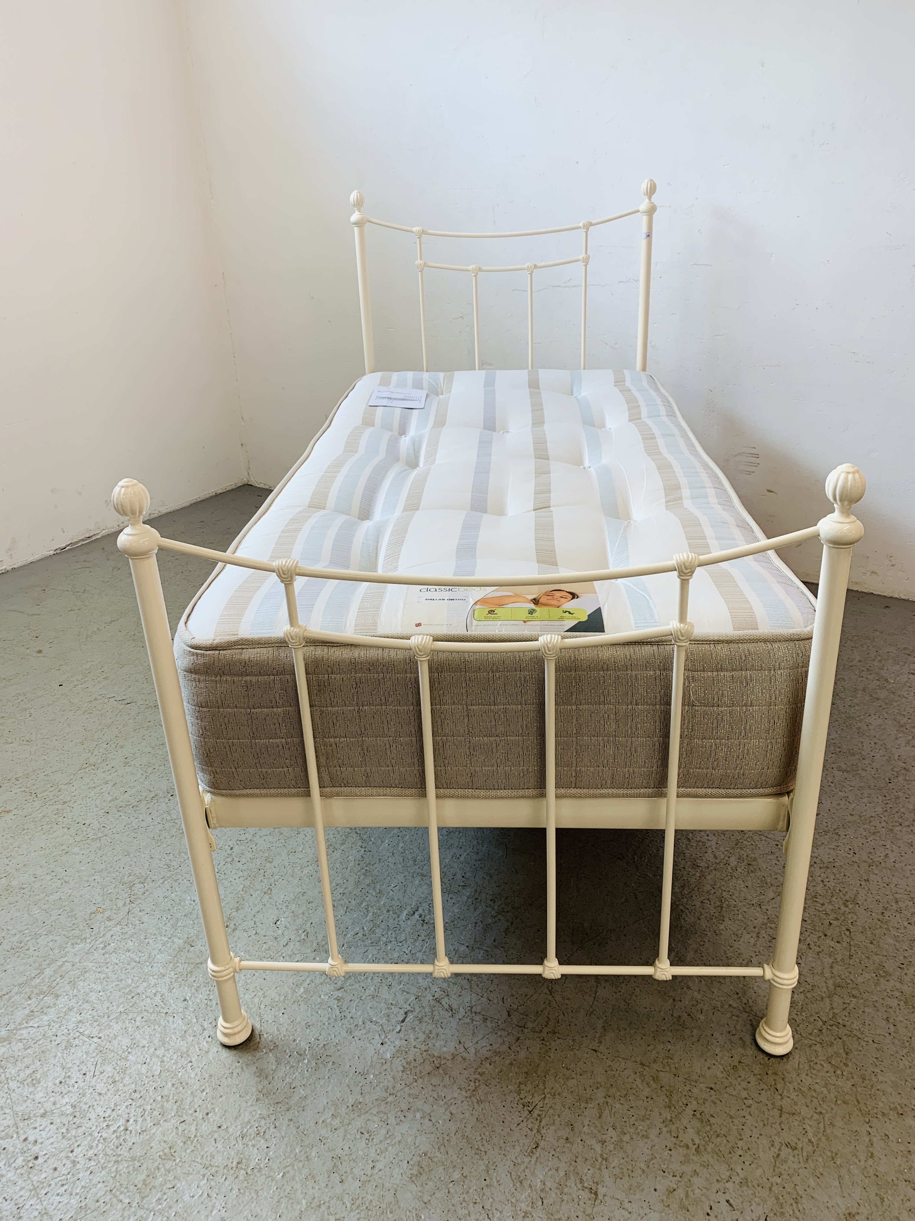 QUALITY MODERN METAL FRAMED SINGLE BED FRAME & CLASSIC BEDS DALLAS ORTHO MATTRESS - Image 2 of 13