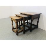 NEST OF THREE OAK GRADUATED "NATHAN" OCCASIONAL TABLES