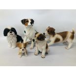 COLLECTION OF 5 DOG MODELS INCLUDING JACK RUSSEL