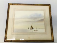 WATERCOLOUR "SAILING BOATS" BEARING SIGNATURE JOHN LAWRENCE 27 X 36 CM.