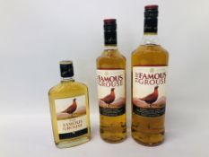 3 X BOTTLES OF "THE FAMOUS GROUSE" SCOTCH WHISKY 1 LITRE,