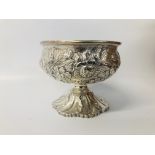 GEORGE III SILVER RAISED BOWL WITH FLORAL REPOUSSE WORK,