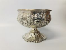 GEORGE III SILVER RAISED BOWL WITH FLORAL REPOUSSE WORK,