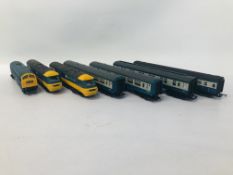 COLLECTION OF HORNBY INTER-CITY LOCOS & CARRIAGES (3 X LOCOS /4 CARRIAGES)