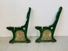 TWO VINTAGE CAST IRON "GREAT EASTERN RAILWAY" BENCH ENDS