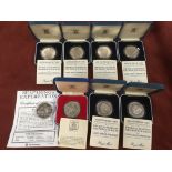 GB 1977 JUBILEE, 1981 WEDDING (6) SILVER PROOF CROWNS IN CASES,