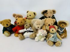 COLLECTION OF 11 VARIOUS TEDDY BEARS TO INCLUDE BOYDS, RADCLIFFE, RUSS, ETC.