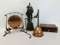 A DECORATIVE BRASS BELL,