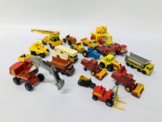 COLLECTION OF ASSORTED VINTAGE MATCHBOX DIE-CAST MODEL CONSTRUCTION & FARM MACHINERY VEHICLES ETC.