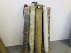 10 PART ROLLS OF GOOD QUALITY UPHOLSTERY MATERIAL (VARIOUS DESIGNS)