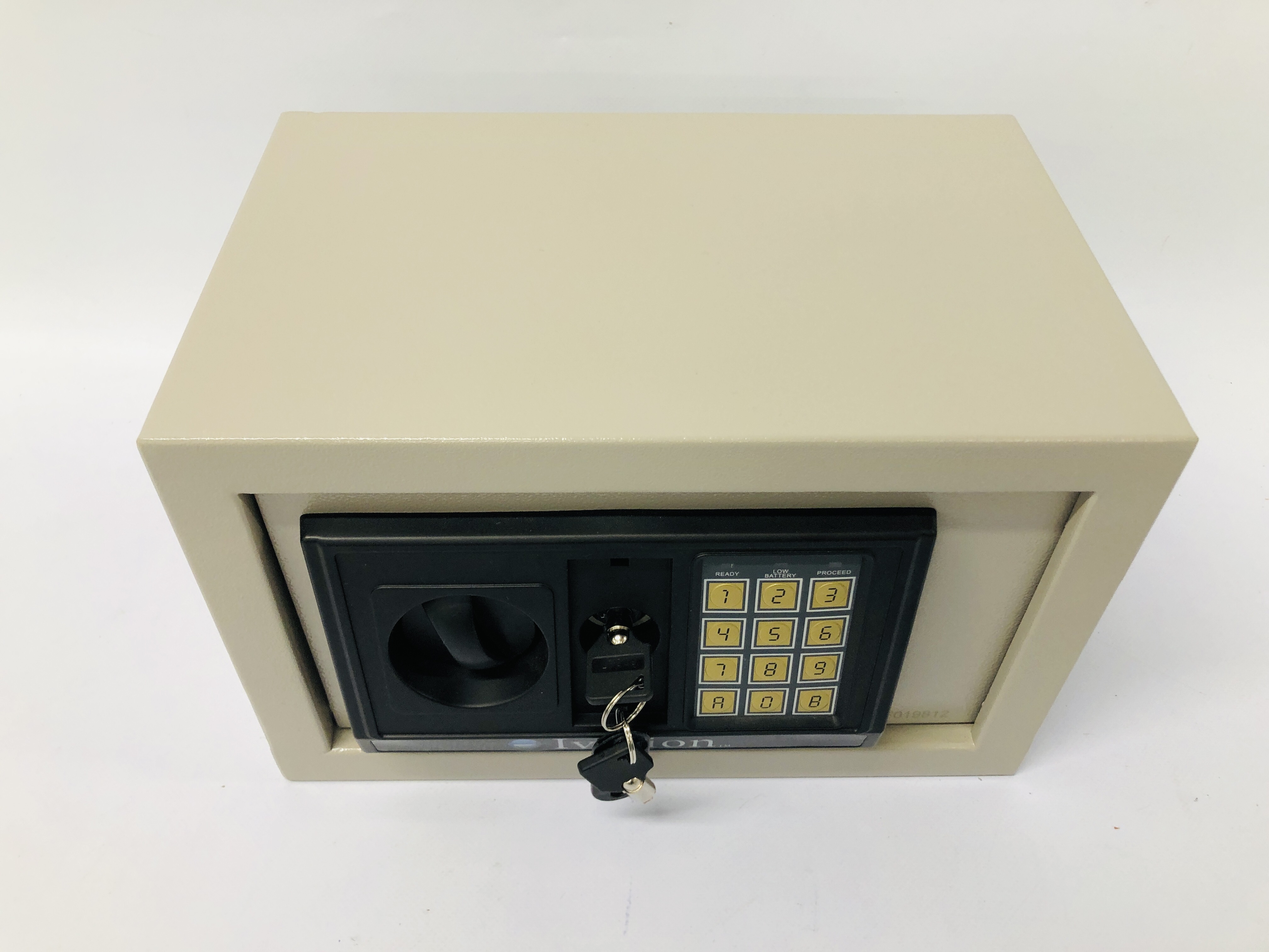 SMALL SAFE COMPLETE WITH KEYS AND ELECTRONIC CODE - 31CM WIDE, 20CM DEEP, - Image 2 of 5