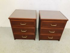 PAIR OF MODERN 3 DRAWER BEDSIDE CHESTS WITH GLASS INSERTS