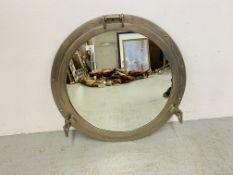 A DESIGNER "PORT HOLE" MIRROR OVERALL DIAMETER 67CM