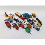 COLLECTION OF ASSORTED VINTAGE DINKY DIE-CAST MODEL TRAILERS ALONG WITH VARIOUS MATCHBOX LORRIES