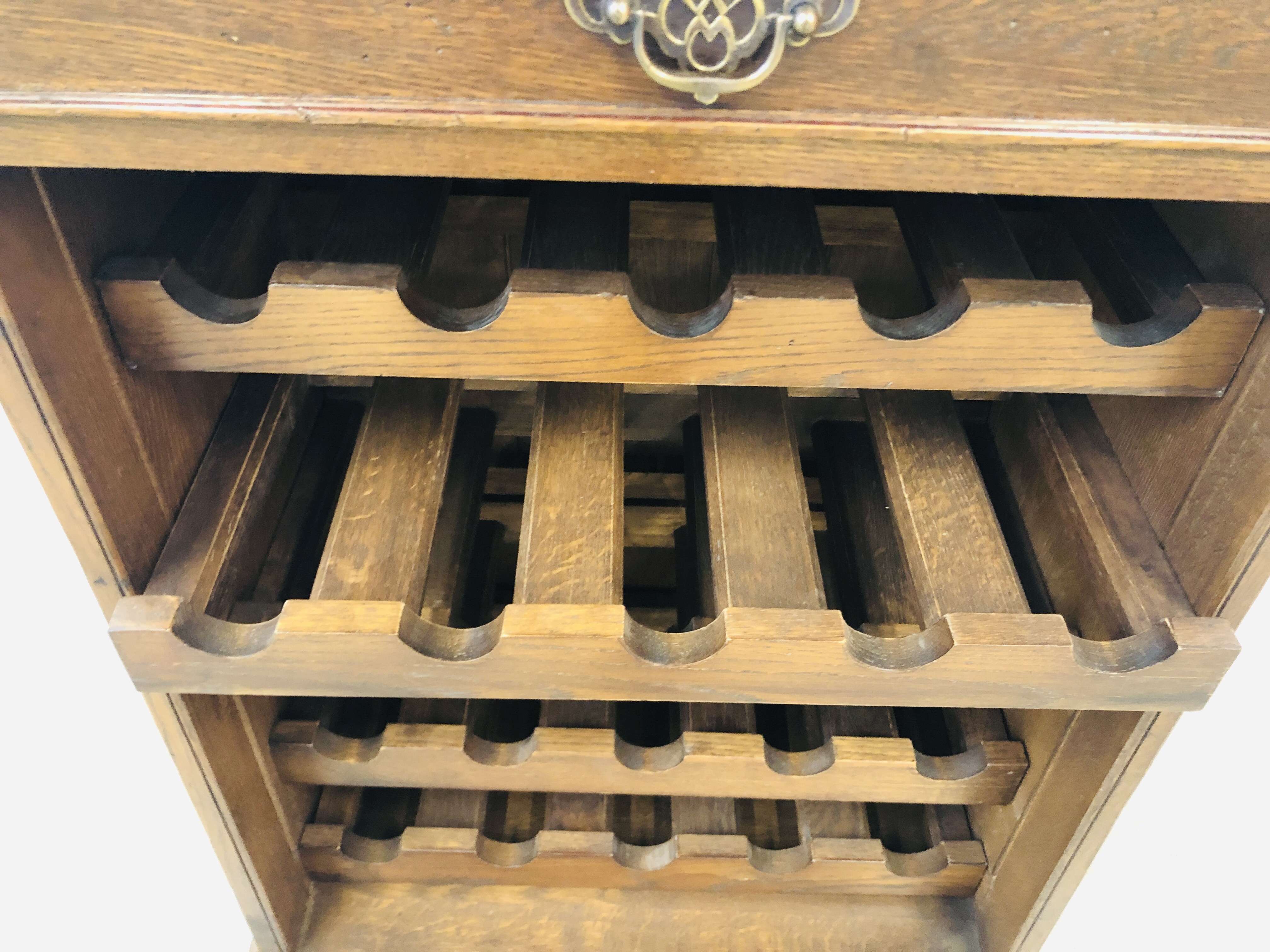 A GOOD QUALITY SOLID OAK WINE CELLAR, - Image 3 of 9