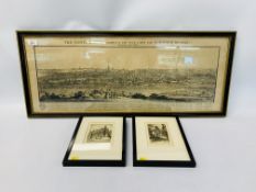 AN ENGRAVING OF THE NORTH EAST PROSPECT OF THE CITY OF NORWICH IN 1743 ALONG WITH TWO ETCHINGS BY