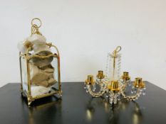 A JOHN LEWIS FIVE BRANCH CHANDELIER FITTING BOXED AND JOHN LEWIS BRASS LANTERN FITTING BOXED - SOLD