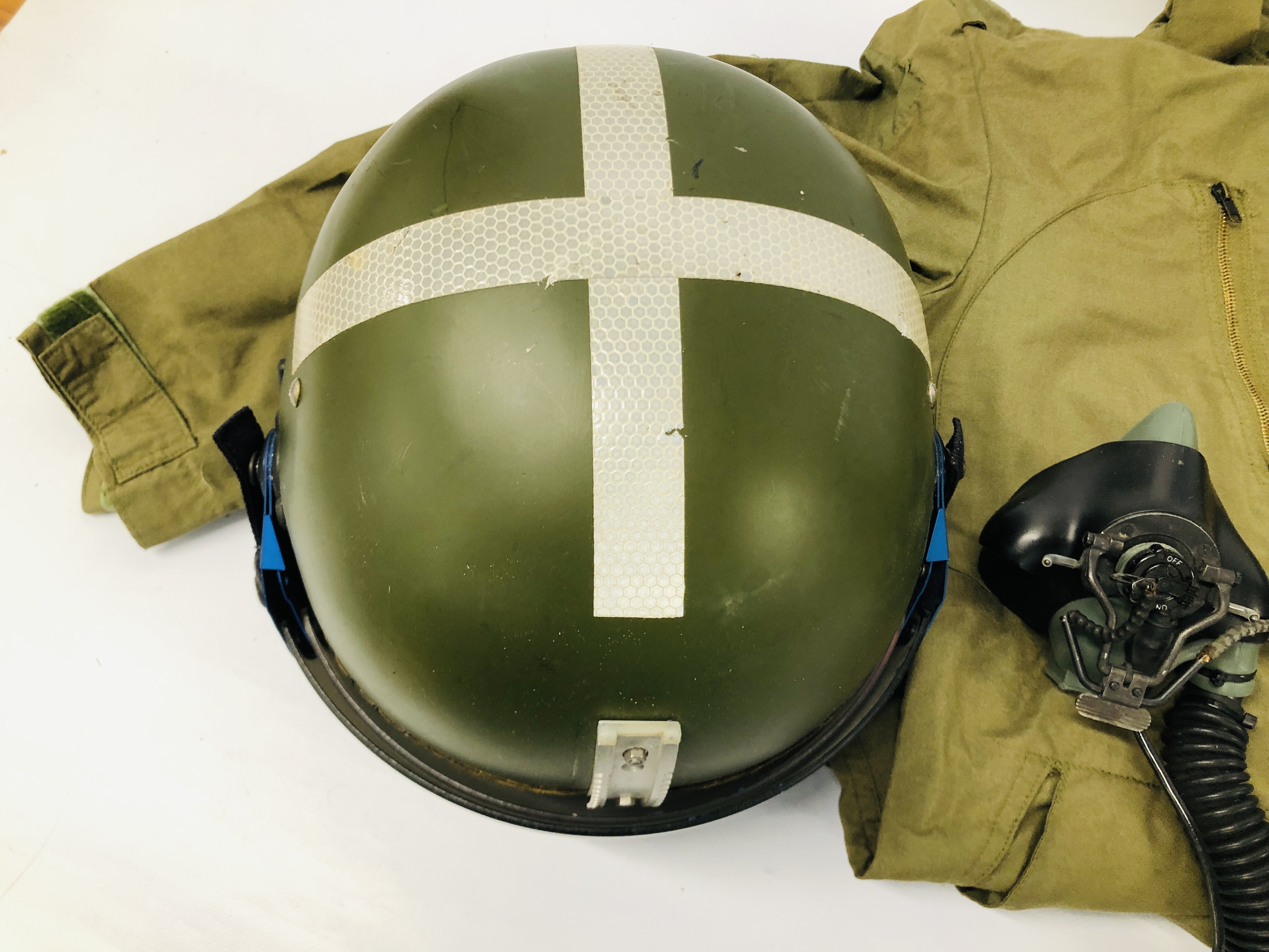 A FIGHTER PILOT'S HELMET ALONG WITH OXYGEN REGULATOR AND THREE SETS OF FLYING COVERALLS (FOR - Image 6 of 20