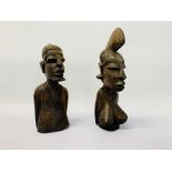 TWO HARD WOOD ETHNIC FIGURE BUSTS