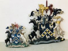 2 X WALL MOUNTED COATS OF ARMS "ESTO-VIGILANS"