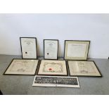 3 VINTAGE FRAMED WORSHIPFUL COMPANY OF SPECTACLE MAKERS DIPLOMAS 1939-1964,