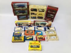 A COLLECTION OF 25 DIE-CAST MODEL VEHICLES, MAINLY COMMERCIALS TO INCLUDE MATCHBOX, DAYS GONE,