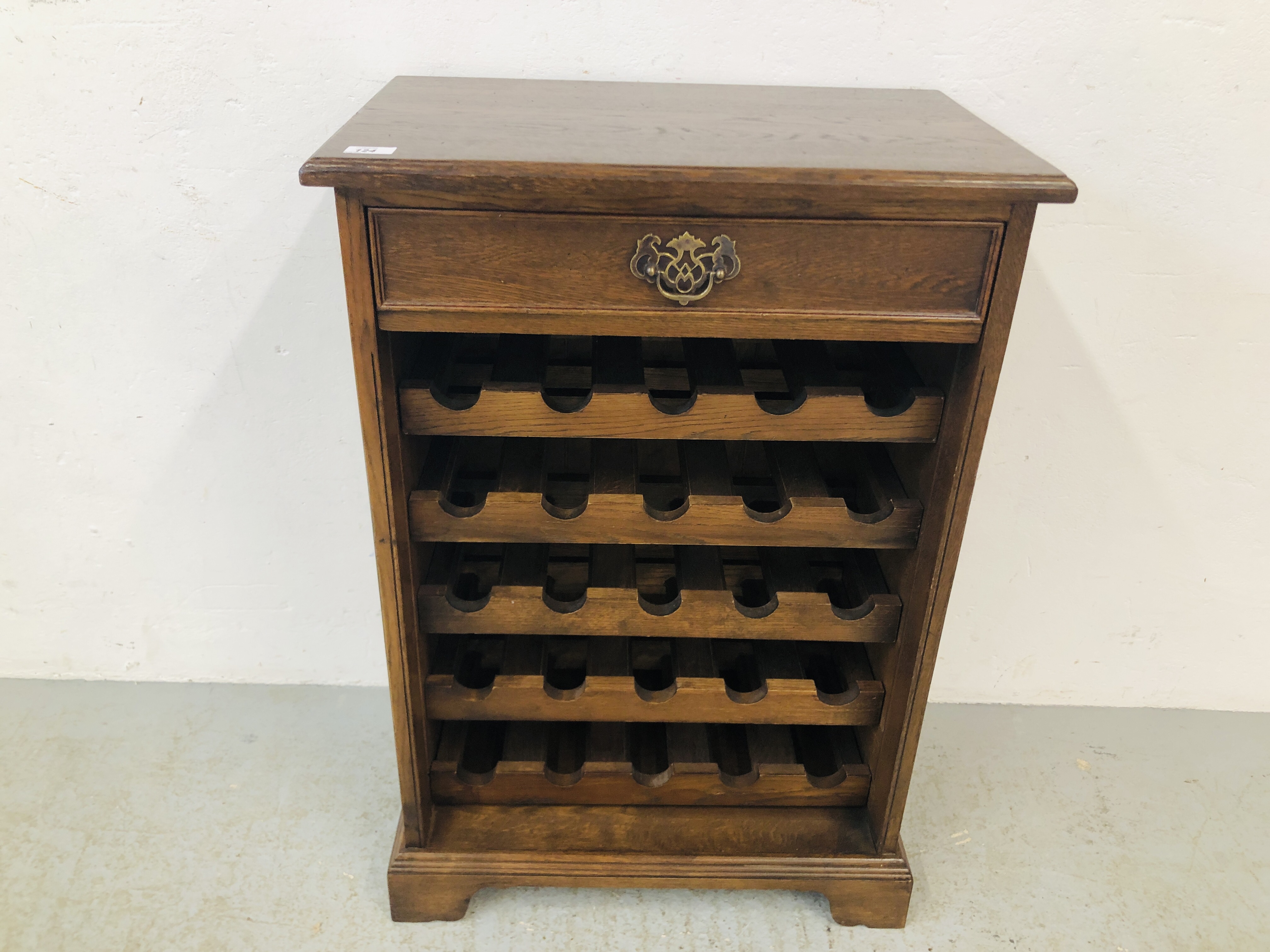 A GOOD QUALITY SOLID OAK WINE CELLAR,