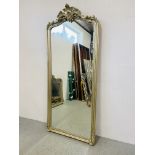 AN IMPRESSIVE REPRODUCTION FULL HEIGHT BEVELLED MIRROR IN CLASSICAL SILVERED FRAMEWORK HEIGHT 200CM,
