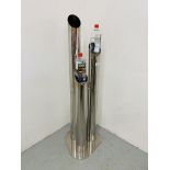 A "BLO BLAZE" DESIGNER CHROMIUM LIVING FLAME FEATURE LIGHT WITH TWO BOTTLES OF BIOETHANOL FUEL
