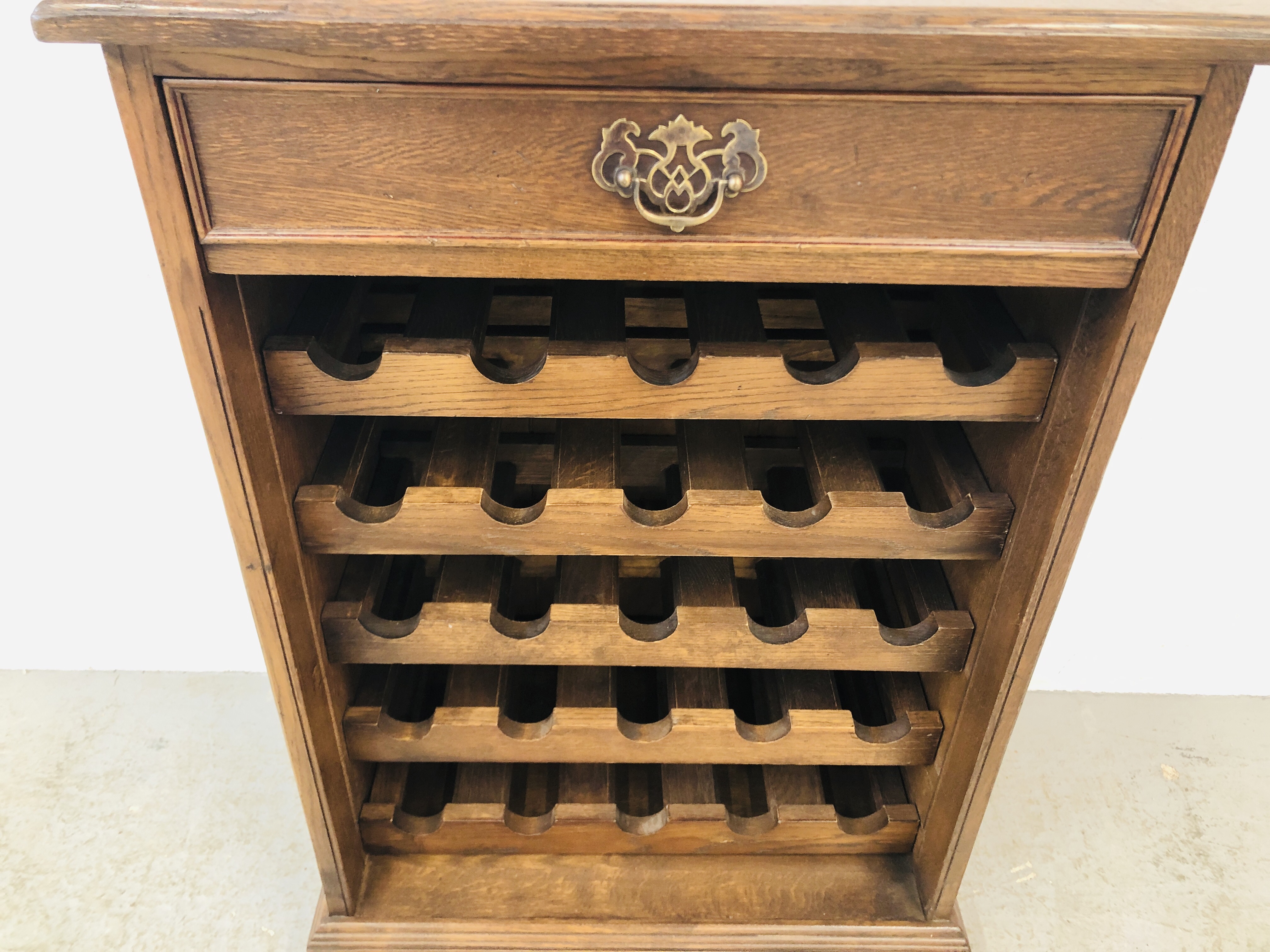 A GOOD QUALITY SOLID OAK WINE CELLAR, - Image 2 of 9