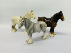 3 BESWICK HORSES