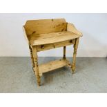 A WAXED COUNTRY PINE WASH STAND W 76CM, D 40CM,