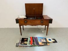 A DYNATRON RADIOGRAM FITTED GARRARD SP25MK4 RECORD DECK WITH ORIGINAL INSTRUCTIONS AND QTY OF LP