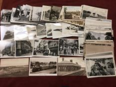 MIXED POSTCARDS INCLUDING MUMBLES TRAIN AT SWANSEA ROAD, TRIMINGHAM STATION, MALTA, AVIATION,