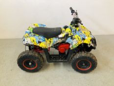A PETROL CHILD'S QUAD BIKE KEY START WITH PULL CORD - SOLD AS SEEN