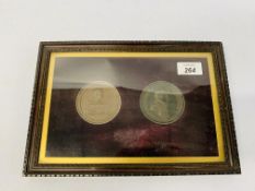 2 FRAMED AND MOUNTED BRONZE ELECTROTYPE MEDALLIONS TO INCLUDE NAPOLEON EMPEROR AND BONAPARTE