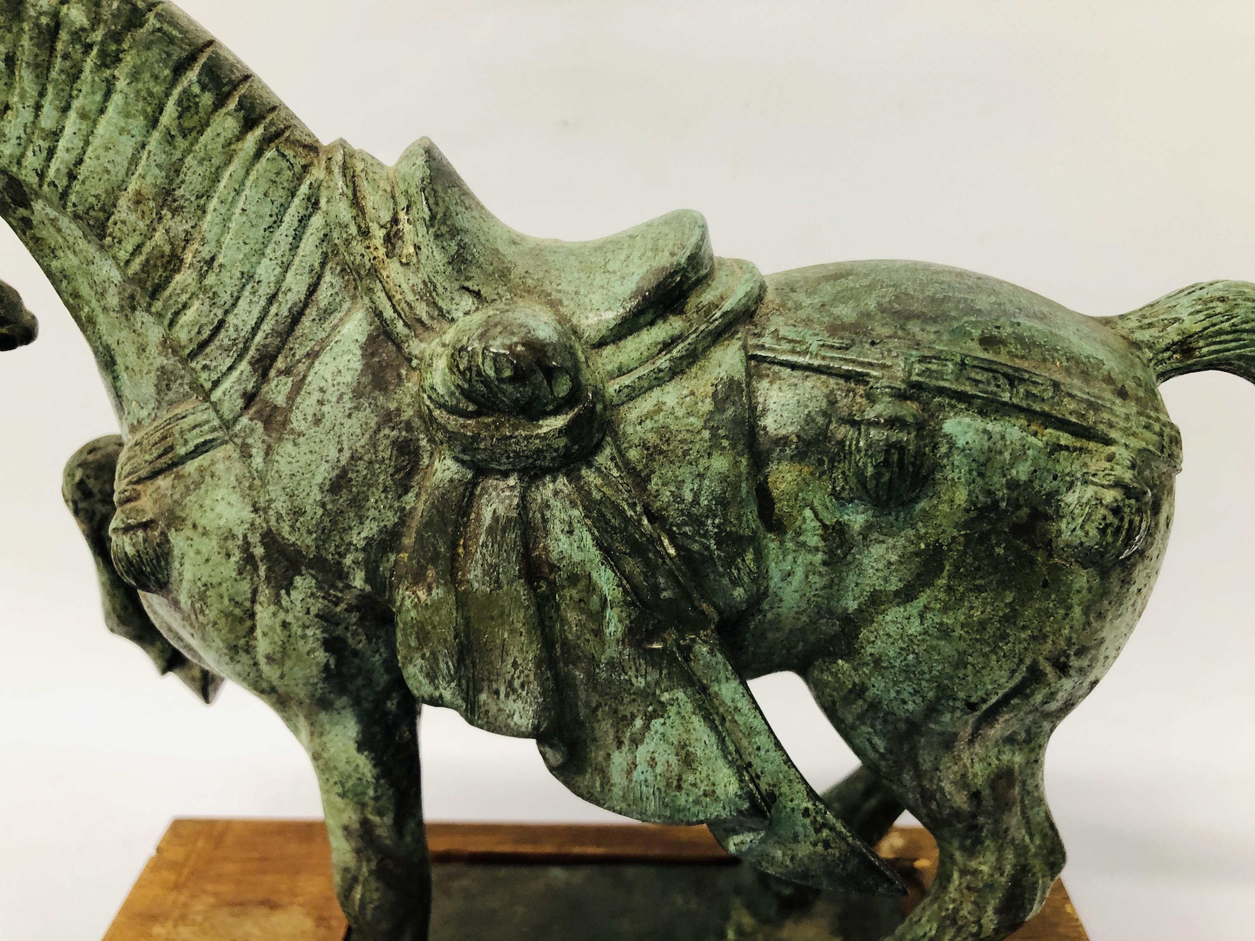 REPRODUCTION CAST TANG STYLE HORSE ON DISPLAY BASE - Image 4 of 8