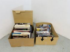 TWO BOXES CONTAINING EXTENSIVE COLLECTION OF MODEL RAILWAY MAGAZINES AND CATALOGUES MANY HORNBY,