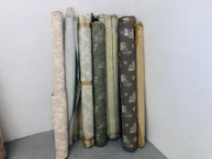 11 PART ROLLS OF GOOD QUALITY UPHOLSTERY MATERIAL (VARIOUS DESIGNS)