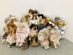 A COLLECTION OF PORCELAIN HEADED COLLECTORS DOLLS (41) TO INCL.