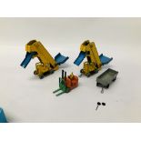 2 X VINTAGE DINKY DIE-CAST MODEL ELEVATOR LOADER 964, DINKY COVENTRY, CLIMAX FORK LIFT TRUCK,